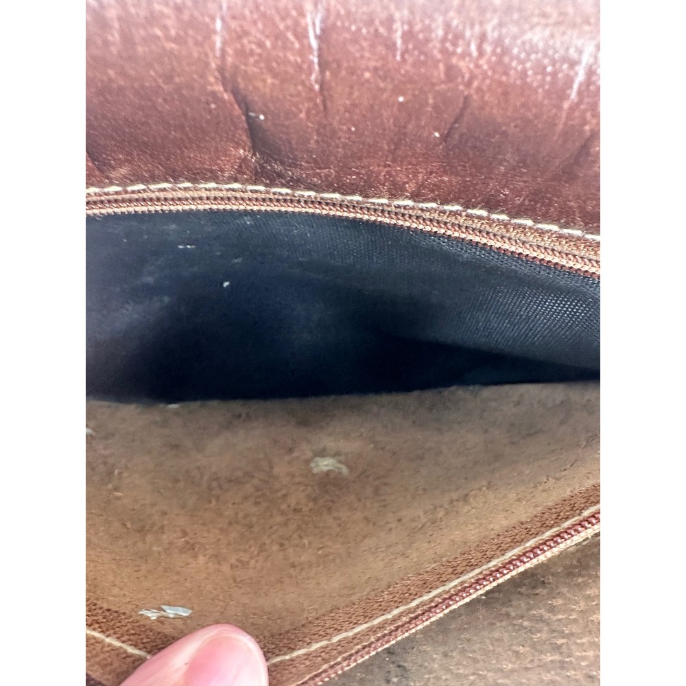 Vintage BRAHMIN Brown Leather Purse Adjustable Strap Pockets - Picture 10 of 11